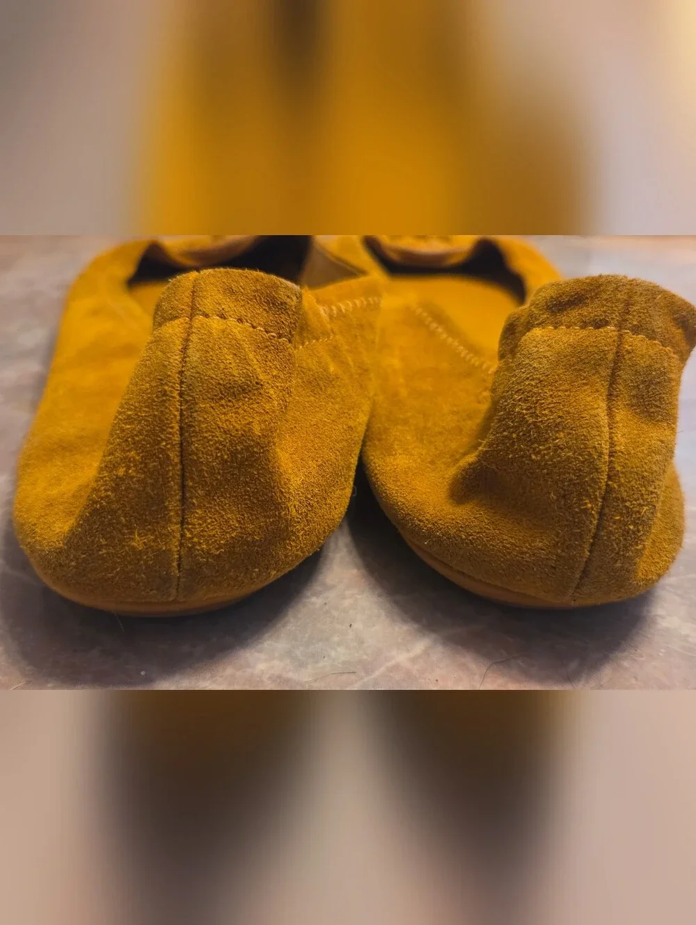 Tory Burch Mustard Suede Ballet Flats